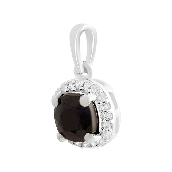 Серебряная подвеска с сапфиром 1.389ct, фианитами
