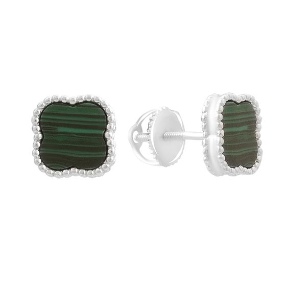Серебряные серьги с малахитом