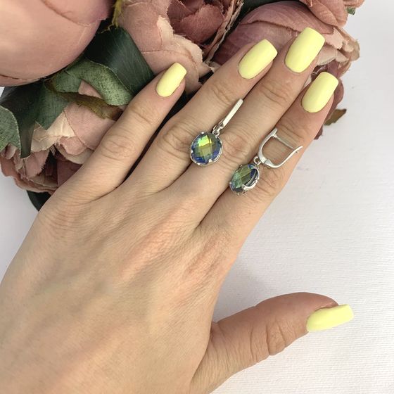 Серебряные серьги с мистик топазом