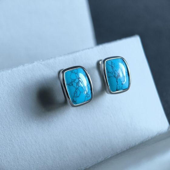 Серебряные серьги с бирюзой