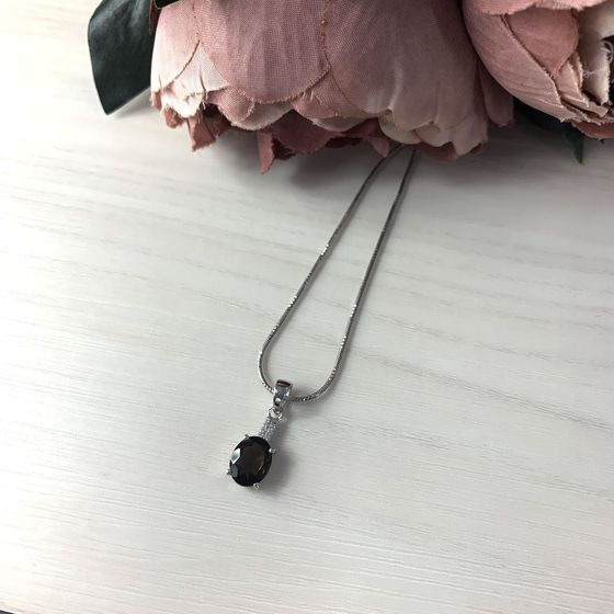 Серебряная подвеска с раухтопазом (дымчатым кварцем)