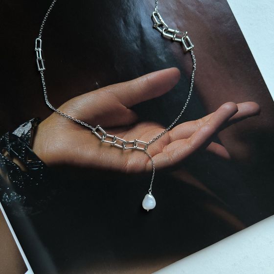 Серебряное колье с жемчугом барочным Серебряное колье с жемчугом барочным