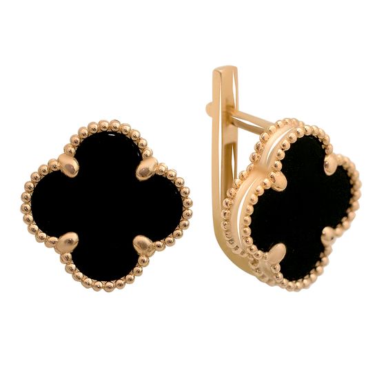 Золотые серьги с ониксом