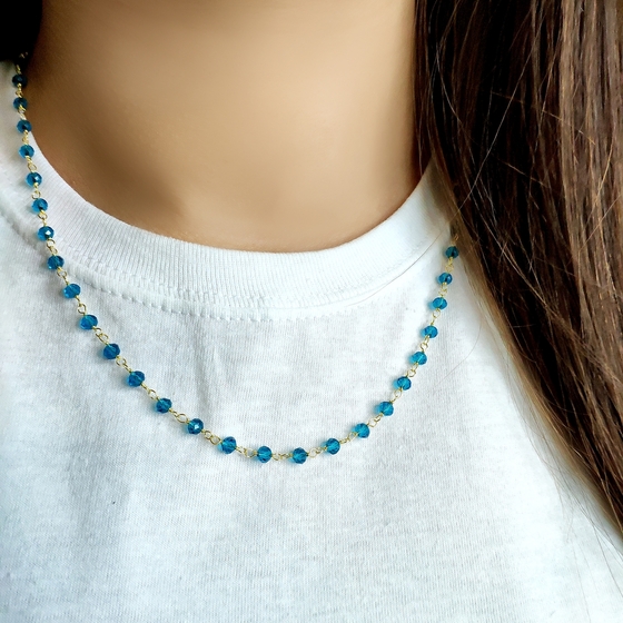 Серебряное колье с топазом Лондон Блю 8.71ct