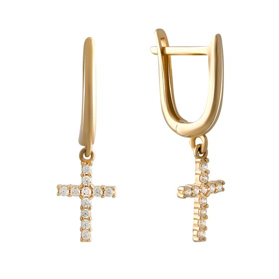 Золотые серьги с фианитами 0.11ct