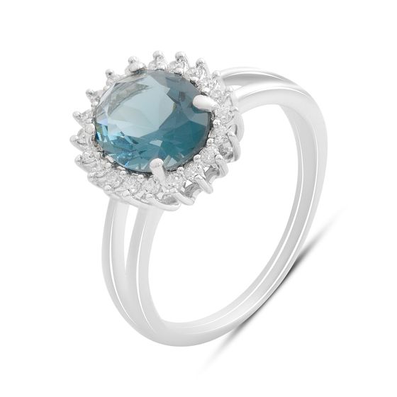 Серебряное кольцо с топазом Лондон Блю 2.272ct