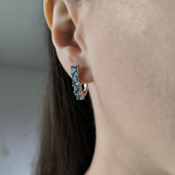 Серебряные серьги с мистик топазом 1.8ct