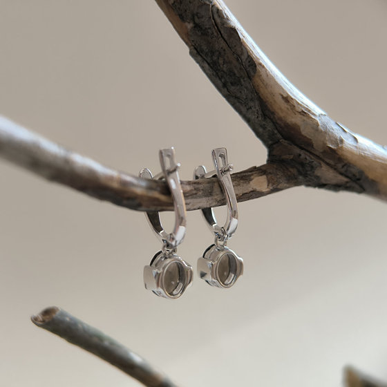 Серебряные серьги с раухтопазом (дымчатым кварцем) 2.133ct