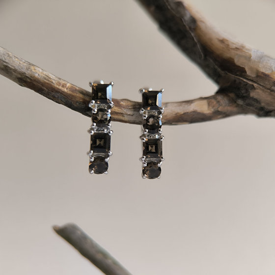 Серебряные серьги с раухтопазом (дымчатым кварцем) 2.26ct