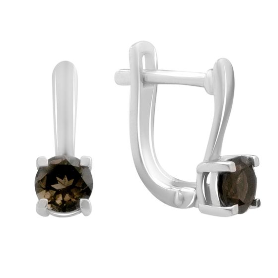 Серебряные серьги с раухтопазом (дымчатым кварцем) 0.942ct