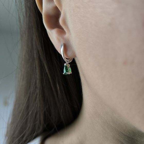 Серебряные серьги с изумрудом nano 1.1ct