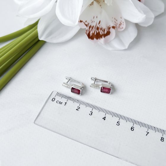 Серебряные серьги с рубином 3.098ct