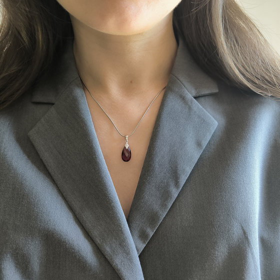 Серебряная подвеска с гранатом nano 4.42ct, фианитами