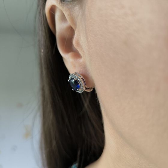 Серебряные серьги с сапфиром nano 3.749ct