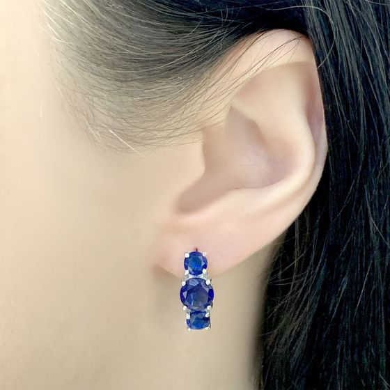 Серебряные серьги с сапфиром nano 3.445ct