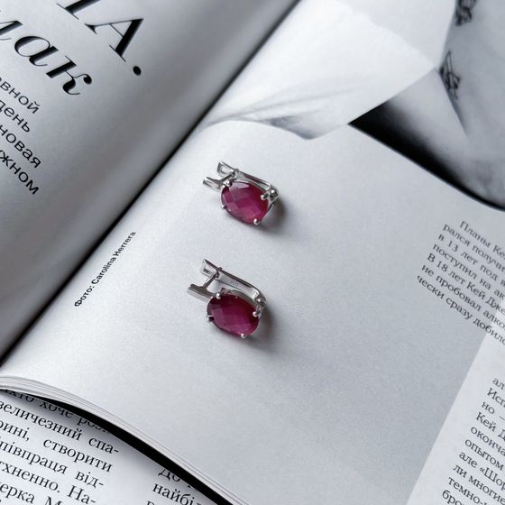Серебряные серьги с рубином 6.488ct