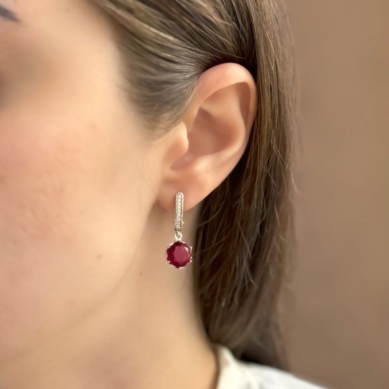 Серебряные серьги с рубином 8.2ct