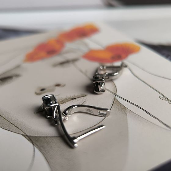 Серебряные серьги с раухтопазом (дымчатым кварцем) 1.617ct