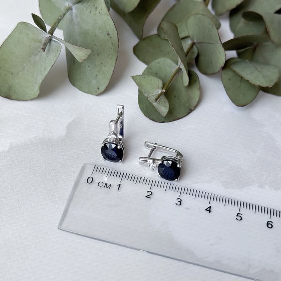 Серебряные серьги с сапфиром 5.008ct