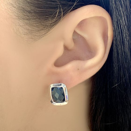 Серебряные серьги с топазом Лондон Блю 4.78ct