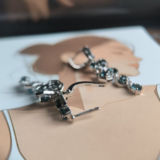 Серебряные серьги с топазом Лондон Блю 3.453ct, топазом