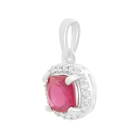 Серебряная подвеска с рубином 1.47ct, фианитами