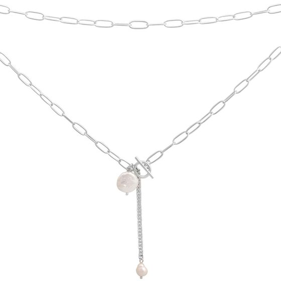 Серебряное колье с жемчугом барочным