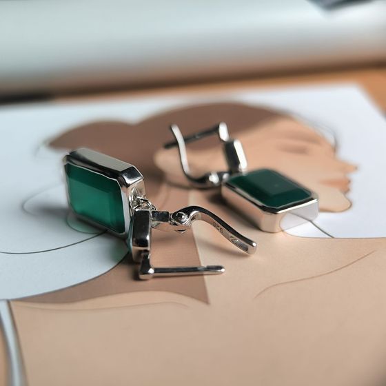 Серебряные серьги с агатом 13.205ct