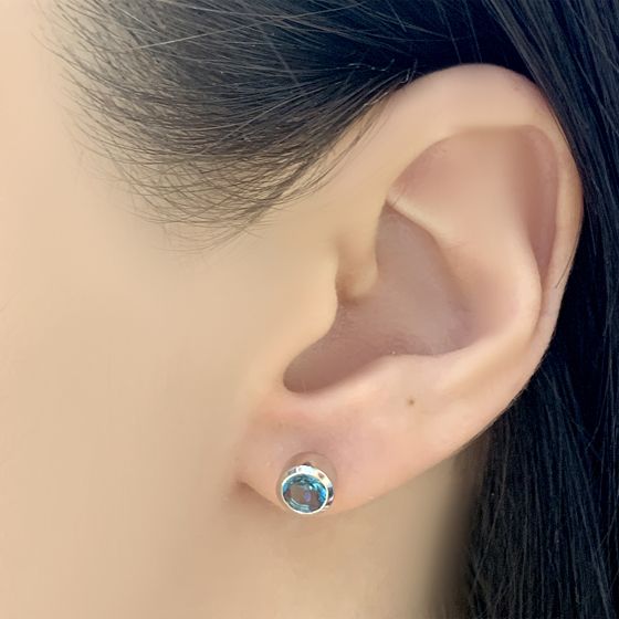 Серебряные серьги с топазом Лондон Блю 0.7ct