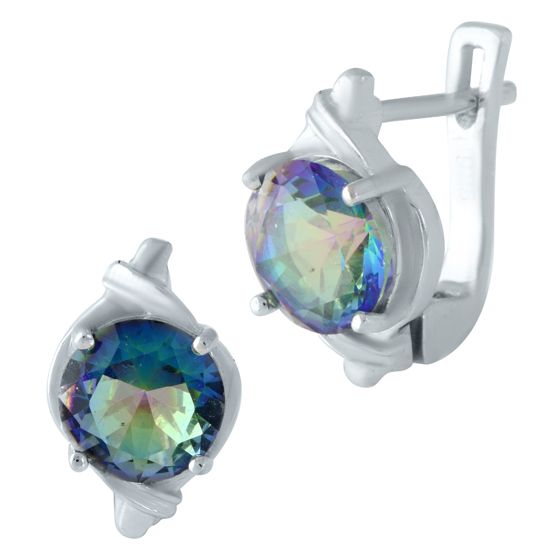 Серебряные серьги с мистик топазом 3.763ct