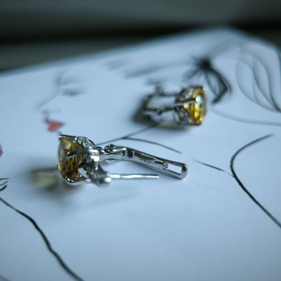 Серебряные серьги с цитрином nano 3.718ct