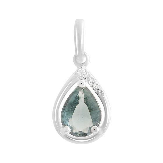 Серебряная подвеска с топазом Лондон Блю 0.844ct, фианитами