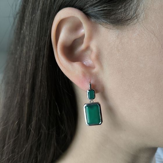 Серебряные серьги с агатом 13.775ct
