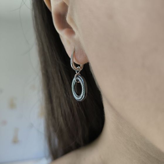 Серебряные серьги с , керамикой