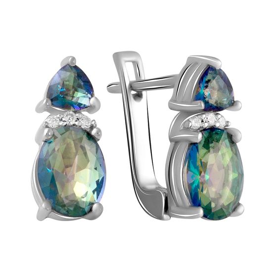 Серебряные серьги с мистик топазом 2.437ct