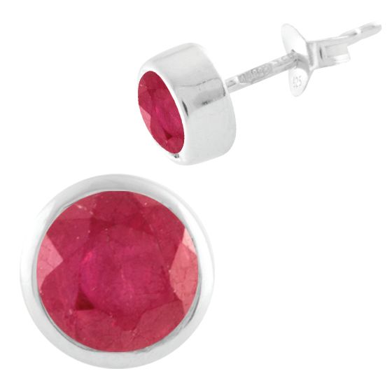 Серебряные серьги с рубином 1.467ct