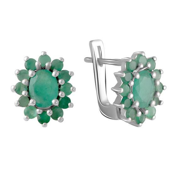 Серебряные серьги с изумрудом 2.608ct