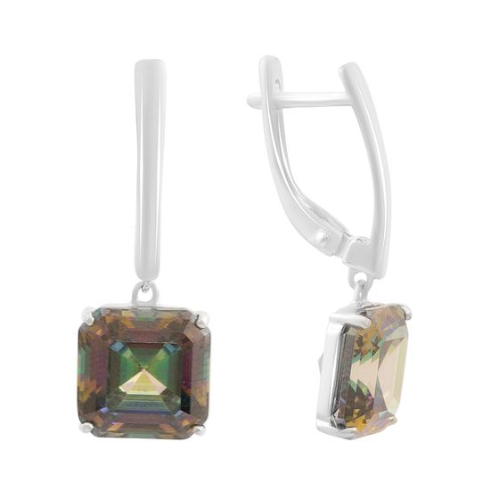 Серебряные серьги с мистик топазом 17.12ct