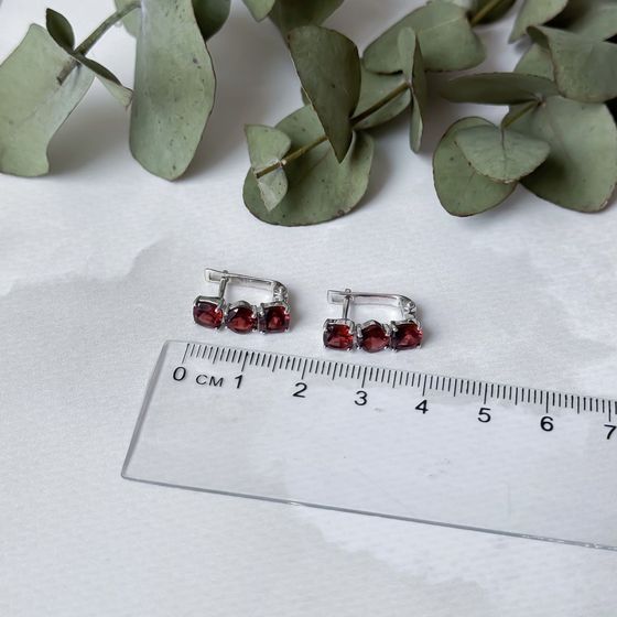 Серебряные серьги с гранатом 3.929ct
