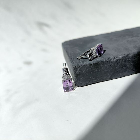 Серебряные серьги с аметистом 6.71ct