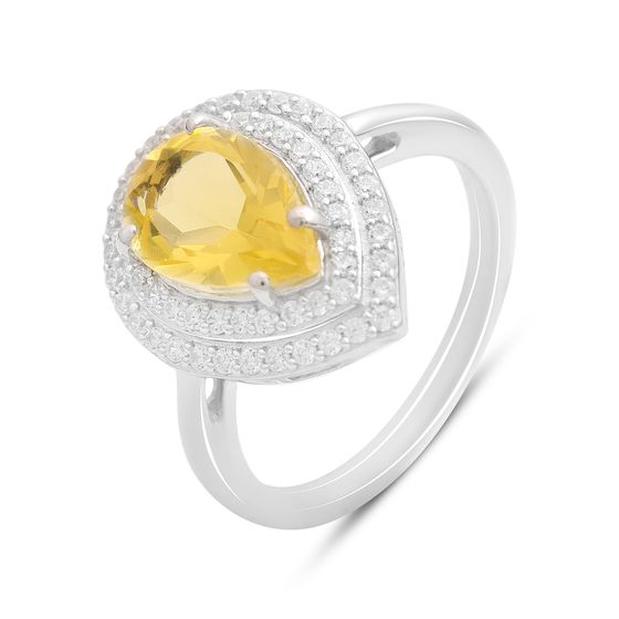 Серебряное кольцо с цитрином nano 2.302ct, фианитами