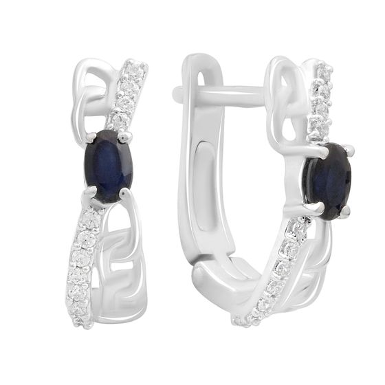Серебряные серьги с сапфиром 1.072ct