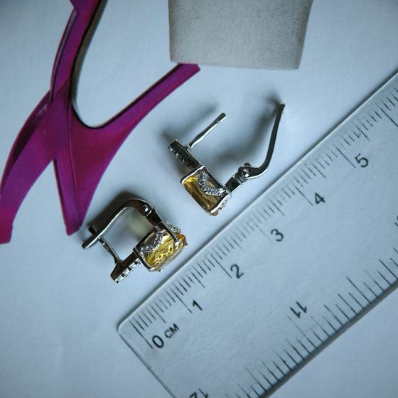 Серебряные серьги с цитрином nano