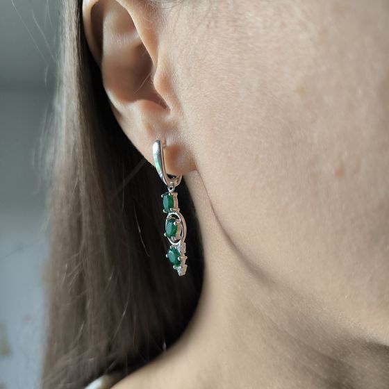 Серебряные серьги с изумрудом nano 2.338ct