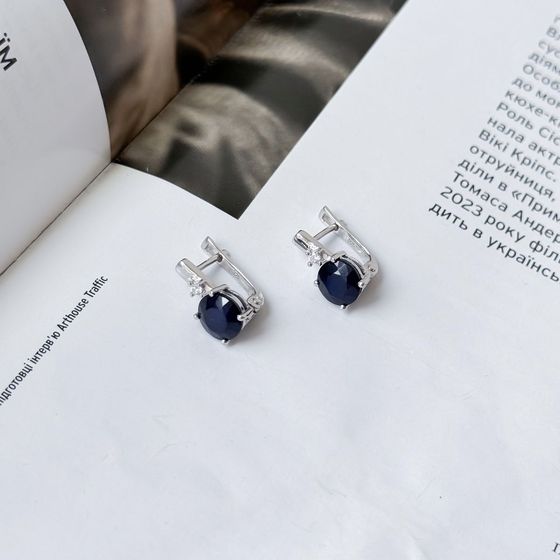Серебряные серьги с сапфиром 5.008ct