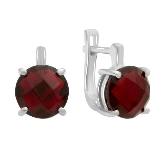 Серебряные серьги с гранатом nano