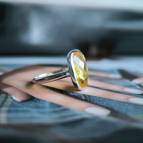 Серебряное кольцо с цитрином nano