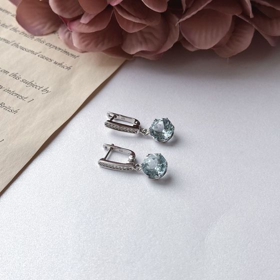 Серебряные серьги с топазом 6.75ct