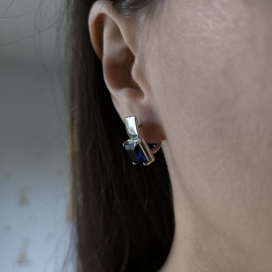 Серебряные серьги с сапфиром nano 3.95ct