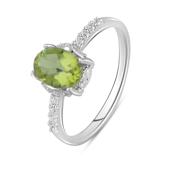 Серебряное кольцо с султанитом, фианитами